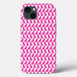 Etui iPhone 13 un fond rose et blanc avec un motif