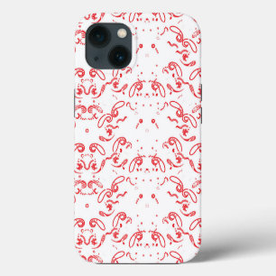 Etui iPhone 13 un fond rouge et blanc avec un motif
