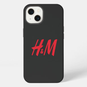 Etui iPhone 13 un logo h et m rouge sur fond noir