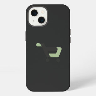 Etui iPhone 13 un logo noir et vert avec un panier d'achat
