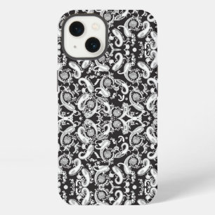 Etui iPhone 13 un motif cachemire noir et blanc