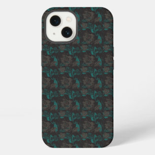 Etui iPhone 13 un motif noir et vert avec un fond noir