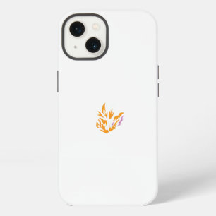 Etui iPhone 13 une fleur jaune avec des feuilles sur fond blanc