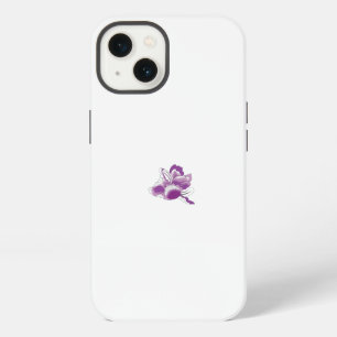 Etui iPhone 13 une fleur violette sur fond blanc