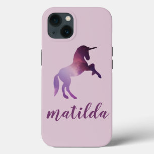 Etui iPhone 13 unicorne mignonne mauve magique