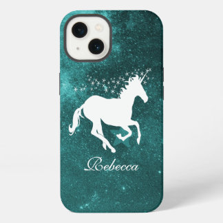 Etui iPhone 13 Unicorne turquoise personnalisée