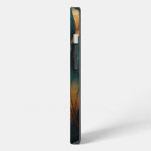 Etui iPhone 13 Vagues de bleu et d'or (Côté gauche)