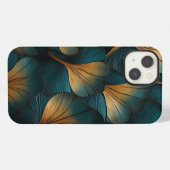 Etui iPhone 13 Vagues de bleu et d'or (Verso Horizontal)
