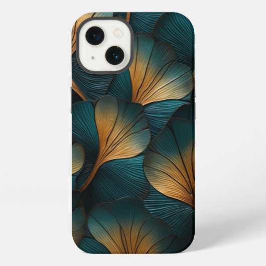 Etui iPhone 13 Vagues de bleu et d'or (Verso)