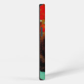 Etui iPhone 13 Van Gogh Chat noir Fleurs rouges (Côté droit)
