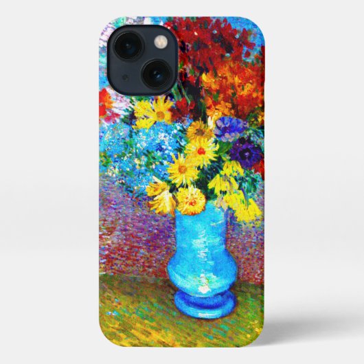 Etui iPhone 13 Van Gogh Flowers dans un Vase Bleu (Verso)
