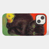 Etui iPhone 13 Van Gogh Style Chat noir (Verso Horizontal)