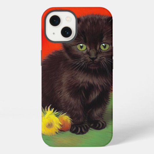 Etui iPhone 13 Van Gogh Style Chat noir (Verso)