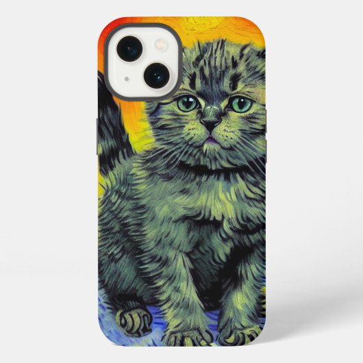 Etui iPhone 13 Van Gogh Style Chat Sunset Beach (Verso)