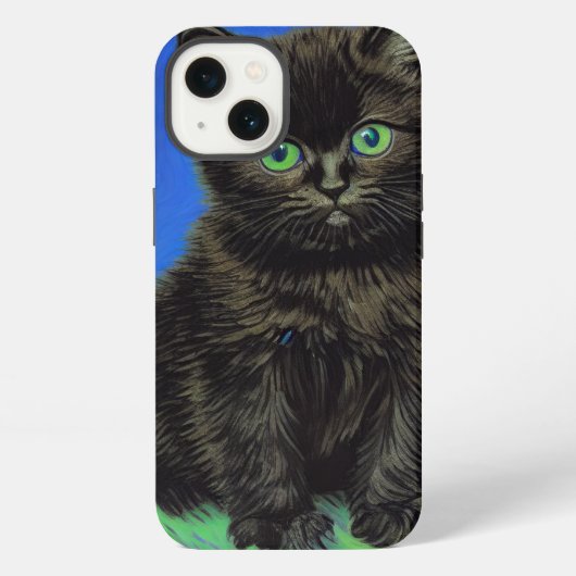 Etui iPhone 13 Van Gogh Style Kitten noir (Verso)