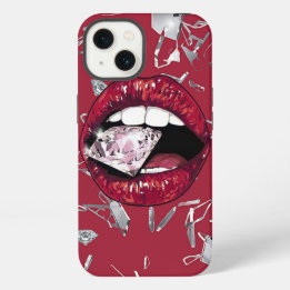 Etui iPhone 13 Verre et diamants brisés en rouge