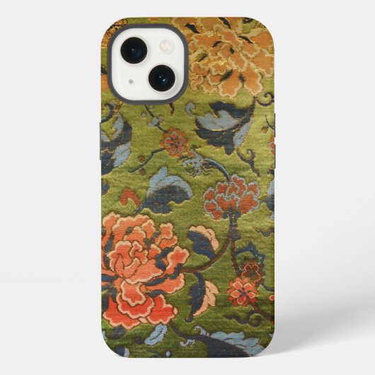 Etui iPhone 13 Vert brocade chinois (Verso)