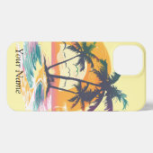 Etui iPhone 13 Vibes de soleil tropicales - Palmiers et conceptio (Verso Horizontal)