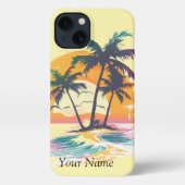 Etui iPhone 13 Vibes de soleil tropicales - Palmiers et conceptio (Verso)