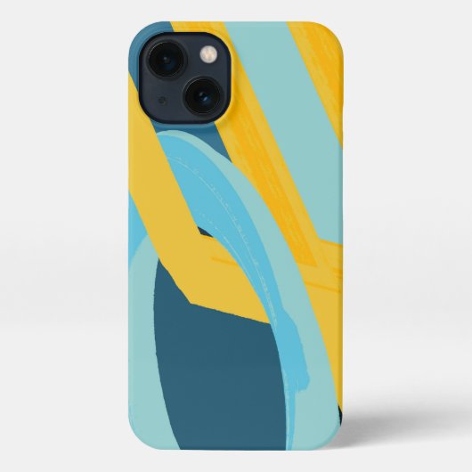 Etui iPhone 13 Vibrant Yellow Blue Abstract (Verso)