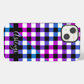 Etui iPhone 13 Vichy à carreaux à motif écossais Nom manuscrit Vi (Verso Horizontal)