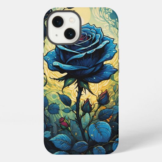 Etui iPhone 13 Vignes de Rose Bleue 1 (Verso)