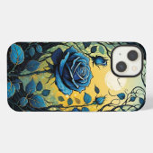 Etui iPhone 13 Vignes de Rose Bleue 2 (Verso Horizontal)