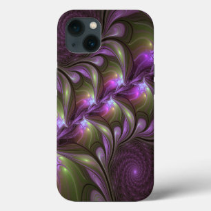 Etui iPhone 13 Violet Abstrait violet violet kaki fractal