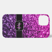 Etui iPhone 13 Violet rose ombre faux parties scintillant scintil (Verso Horizontal)