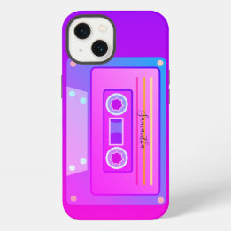 Etui iPhone 13 Violet Vaporwave esthétique 90s Hot rose Mixtape