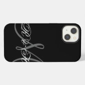 ETUI iPhone 13 VOS INITIALES DE MONOGRAMME | SIMPLE GRIS NOIR (Verso Horizontal)