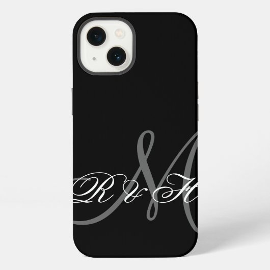 ETUI iPhone 13 VOS INITIALES DE MONOGRAMME | SIMPLE GRIS NOIR (Verso)