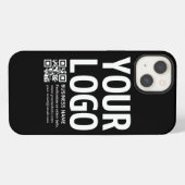 Etui iPhone 13 Votre logo avec code QR et texte modifiables (Verso Horizontal)