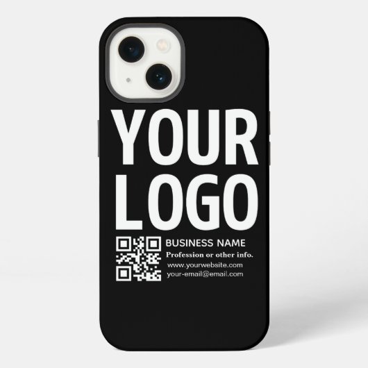 Etui iPhone 13 Votre logo avec code QR et texte modifiables (Verso)