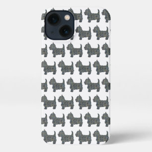 Etui iPhone 13 Westie White Terrier Chien Silhouette Grille Blanc