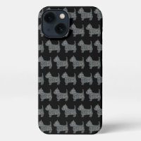 Westie White Terrier Chien Silhouette Grille Noir