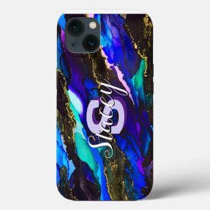 Etui iPhone 13 Wild Purple and Fuscia Alcohol Ink