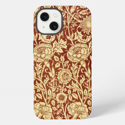 Etui iPhone 13 William Morris Œillets Rouge et Blanc (Verso)