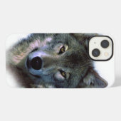 Etui iPhone 13 Yeux de loup gris (Verso Horizontal)
