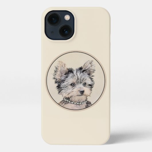 Etui iPhone 13 Yorkshire Terrier Puppy Peinture Chien original (Verso)