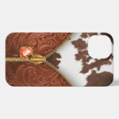 Etui iPhone 13 Zipper Occidental Cowhide Cuir à outils (Verso Horizontal)