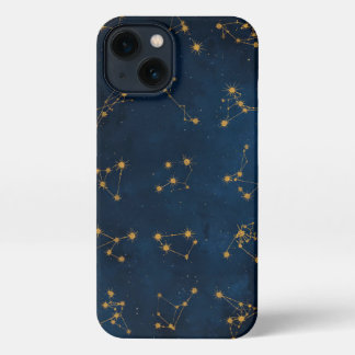 Etui iPhone 13 Zodíaco Dorado: El Cielo Nocturno en tus Manos