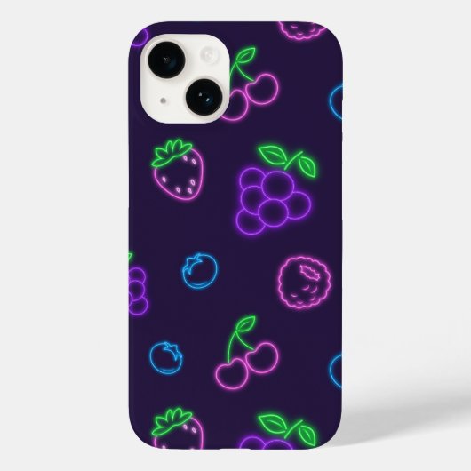 Étui iPhone 14 à motif néon de baies (Verso)