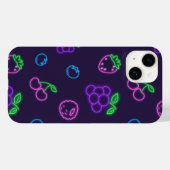 Étui iPhone 14 à motif néon de baies (Verso (horizontal))