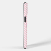 Étui iPhone 14 en peluche lapin rayé rose doux (Verso / Droite)