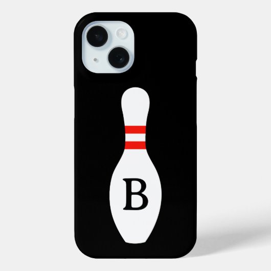 Étui iPhone 15 avec quille de bowling à monogramme (Verso)