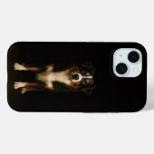 Étui iPhone 15 Black 4 Luxe, Aussie Shepherd (Verso (horizontal))
