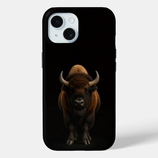 Étui iPhone 15 Black 4 Luxe, Bison d'Amérique (Verso)