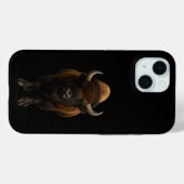 Étui iPhone 15 Black 4 Luxe, Bison d'Amérique (Verso (horizontal))
