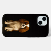 Étui iPhone 15 Black 4 Luxe, Cavalier Spaniel (Verso (horizontal))